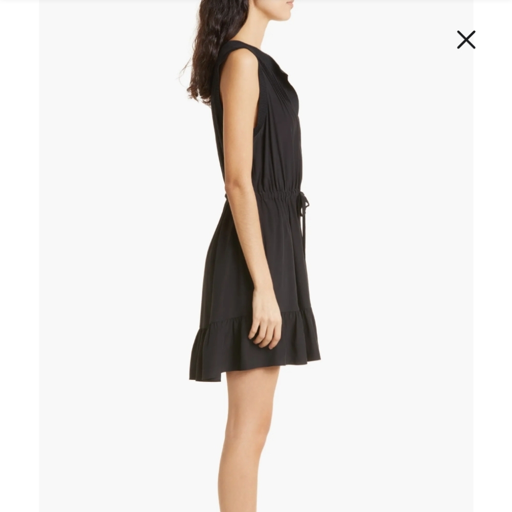 Black Lannah Tie Waist Silk Dress - Picture 3 of 13